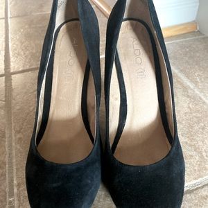 Aldo black wedge platform shoes